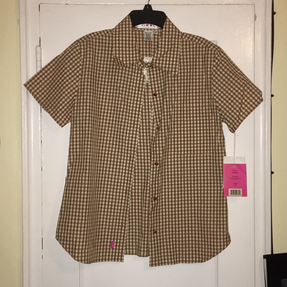 Isaac Mizrahi short sleeve button down top